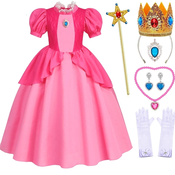 Other - Pink Princess Costume for Girls Halloween Party Dress with Accessories 8-9 Years
